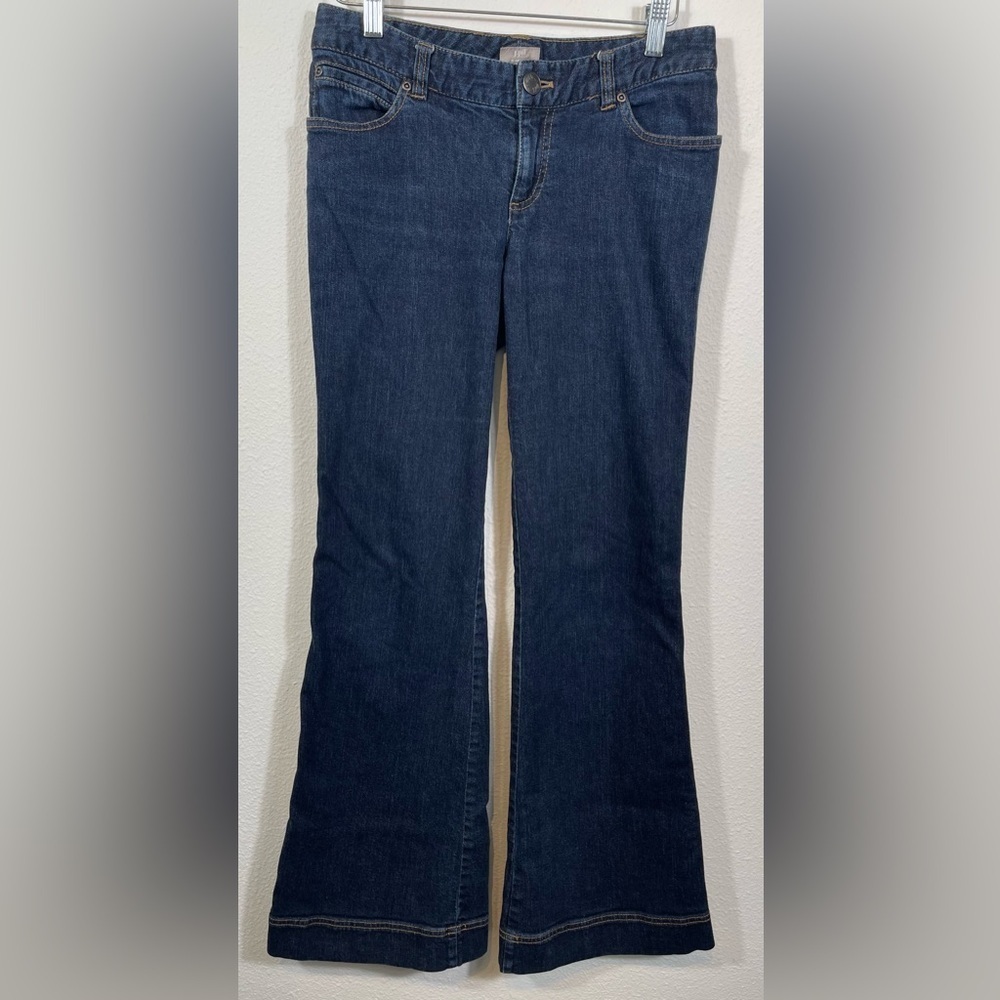 J.Jill Flare Leg Dark Wash Stretch Womens 2 Blue Jean Denim EUC Preppy Low Rise